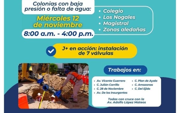 ATENTO AVISO: Mañana cortarán el agua a varios fraccionamientos