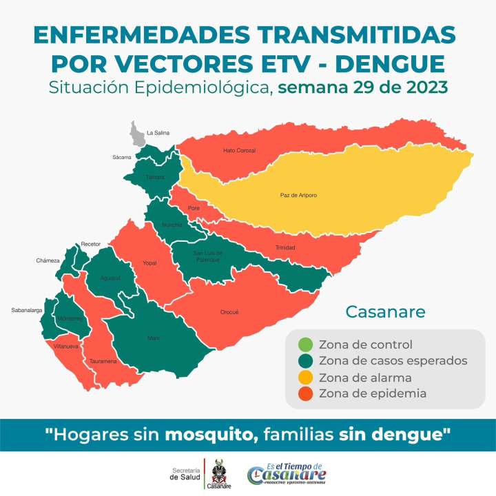 39.1% de los casos notificados por dengue en Casanare, son con signos de alarma.