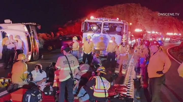 20 hospitalized after church bus overturns in San Bernardino County