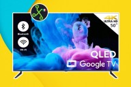Pantalla barata 4K con Google TV y marco delgado. Tiene bluetooth para conectar cualquier aparato