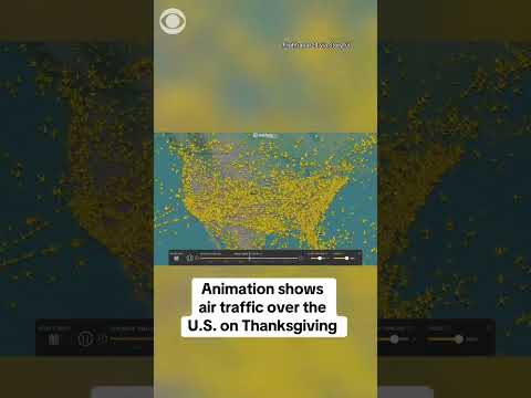 Flightradar24 animation shows planes flying over U.S. on Thanksgiving #shorts