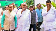 ‘Tiger abhi zinda hai’ poster outside Nitish Kumar home as NDA leads