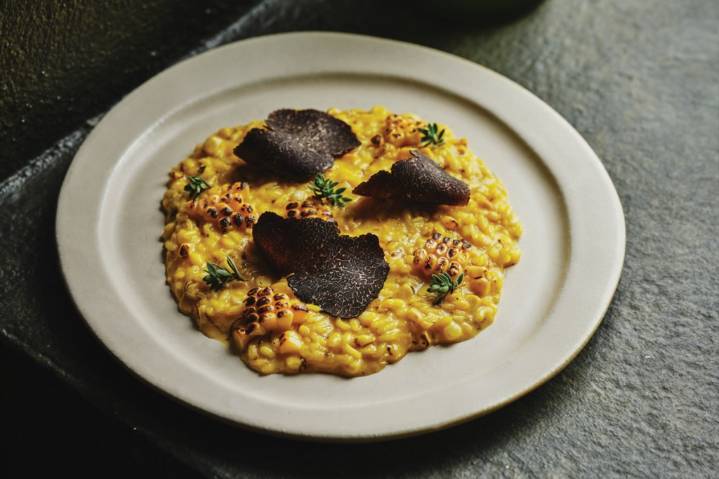 Adelaide Hills truffle and whole sweetcorn risotto 
