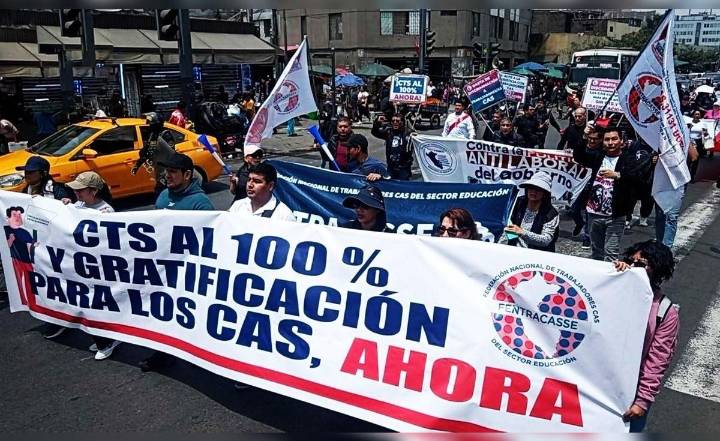 CTS al 100% y gratificación: trabajadores CAS se movilizaron por aprobación final de ley en el Congreso