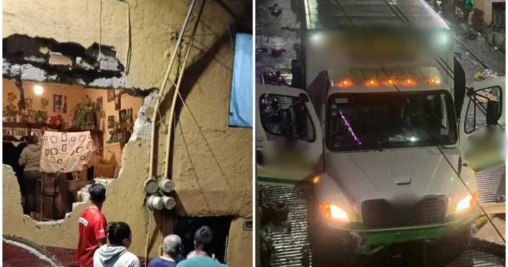 VIDEO | Camión de refrescos derrapa y choca contra casa en CDMX