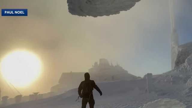 Video from Mount Washington shows snow, high wind gusts near sunset