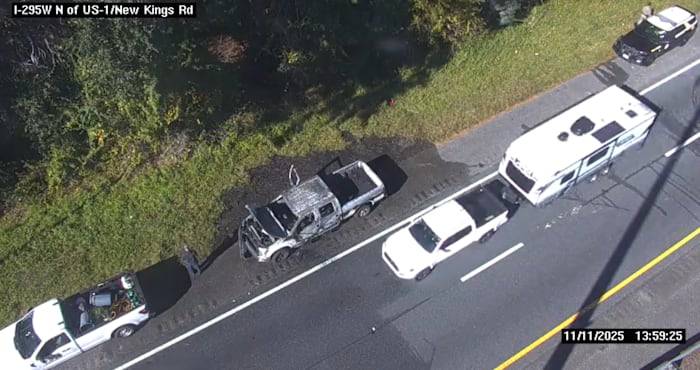 Traffic Alert: Truck fire causing backups on I-295 South at New Kings Road