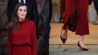 Queen Letizia Tripled Down on Burgundy in Minimalist Kitten Heels