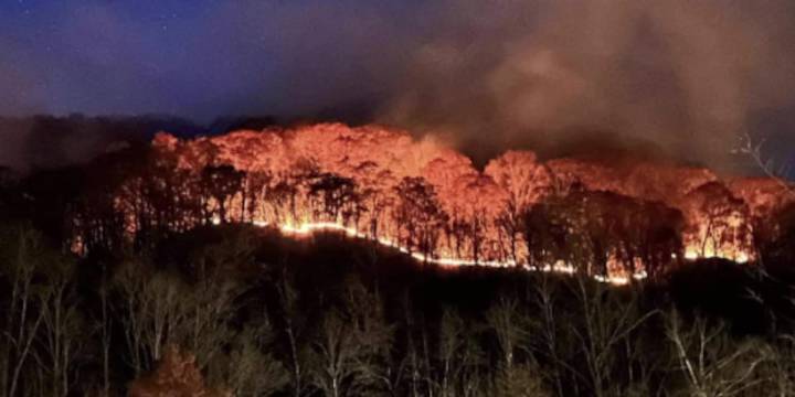 Crews continue to battle forest fire