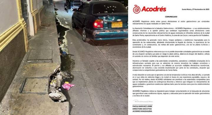 ¿Y la Essmar? Acodrés alerta sobre rebosamientos que afectan a restaurantes en Santa Marta Acodres Magdalena indicó que la situación ha causado una baja en las ventas.