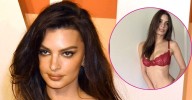 Emily Ratajkowski Flaunts Her Chest in Lacy Red Lingerie: Photos