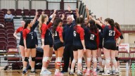 Photos of Toll Gate girls volleyball winning DIV title over Woonsocket