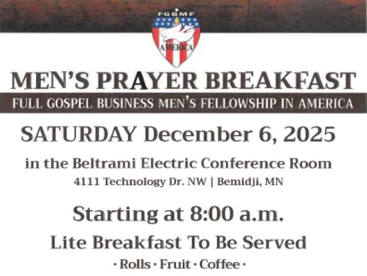 Bemidji Area Full Gospel Businessmen's Fellowship to meet Dec. 6