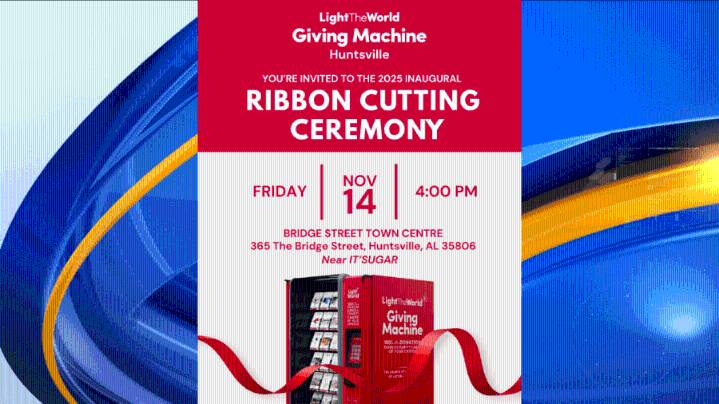 Giving machine arrives at Bridge Street to help spread holiday cheer in Huntsville