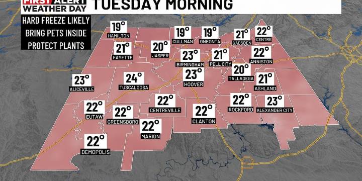 First Alert Weather Day: First hard freeze of the season tonight