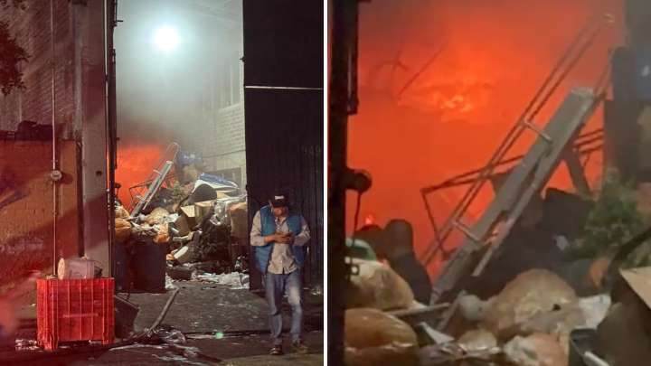 Fuerte Incendio en Bodega de Reciclaje en Santa María Aztahuacán, Iztapalapa