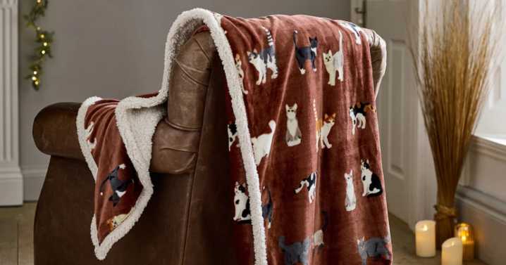 'Snuggly' reversible sherpa throw is perfect gift for cat lovers and just £25