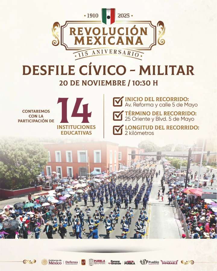 Puebla se prepara para un magno desfile por el 115 aniversario de la Revolución Mexicana