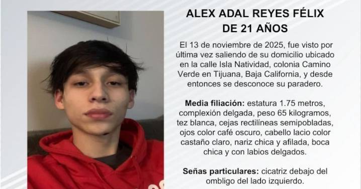 Se busca a Alex Adal Reyes Félix de 21 años
