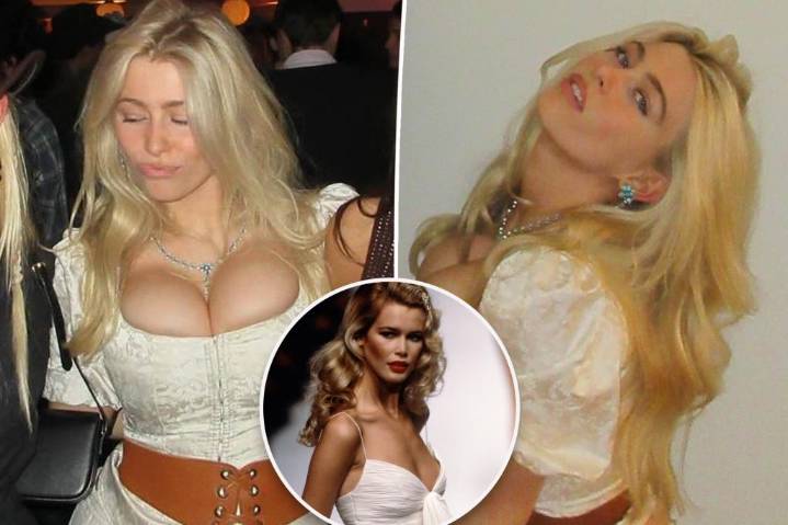 Claudia Schiffer’s look-alike daughter Clementine, 21, wears a white belted corset on Instagram