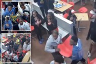 Violent brawl erupts in Domino’s as suspects hurl chair, strike officer's head
