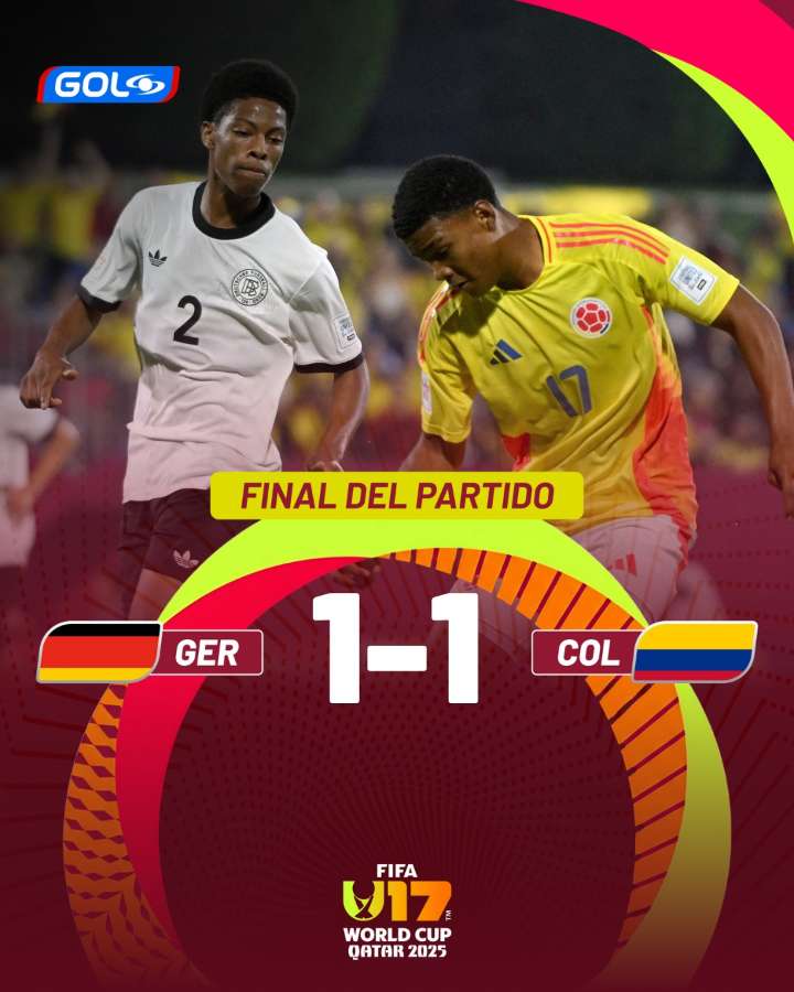 Alemania Sub-17 empata ante Colombia y mantiene su racha invicta como vigente campeona del mundo -