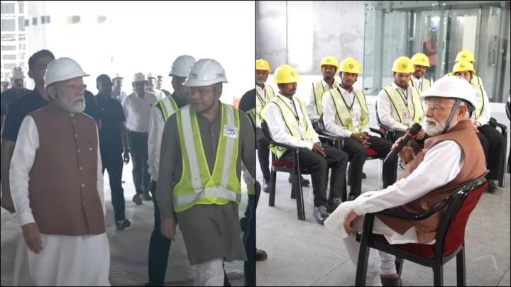 PM Modi Visits Bullet Train Station In Gujarat, Interacts With Team Behind Ambitious Project