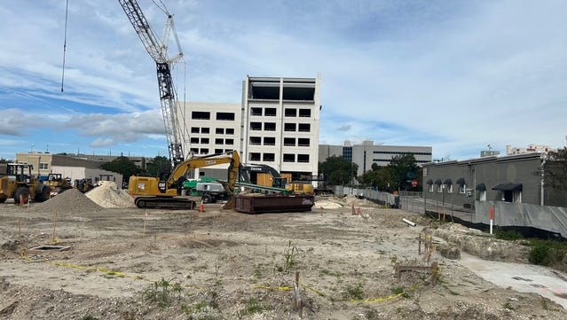 Nov. 9, 2025 photos of new hotel and site of new parking garage