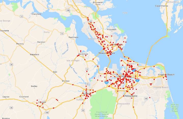 More than 600 Flock camera locations in Hampton Roads are public for the first time. See the map.