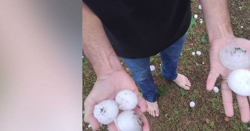 Giant hail batters communities in two states