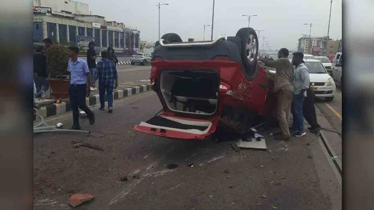 Three Women Injured As Car Overturns On PVNR Expressway