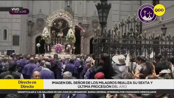 Miles de fieles acompañan al Señor de los Milagros en su sexta y última procesión del año
