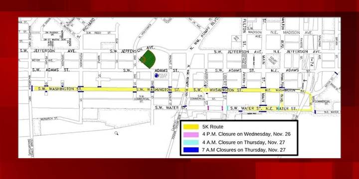 City of Peoria announces road closures, detours for Chocolate Turkey run/walk