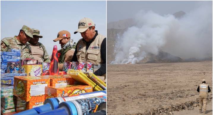 Pisco: destruyen “ratas blancas”, “mamarratas” y 8.7 toneladas de pirotécnicos