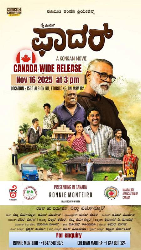 Canada premiere in North America of Konkani movie ‘My Dear Father’ on Nov 16