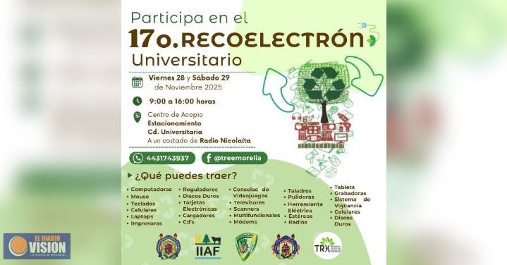 28 y 29 de noviembre se llevará a cabo el Recoelectrón Universitario