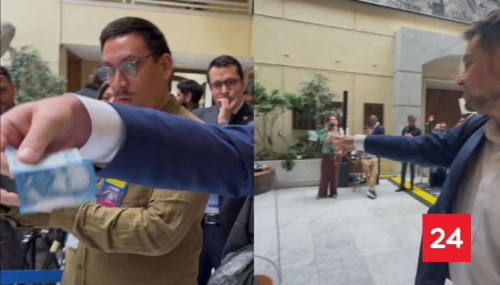 VIDEO: Diputado Manouchehri lanzó billete de $10 mil a Diputado Araya mientras explicaba vínculo con Yáber