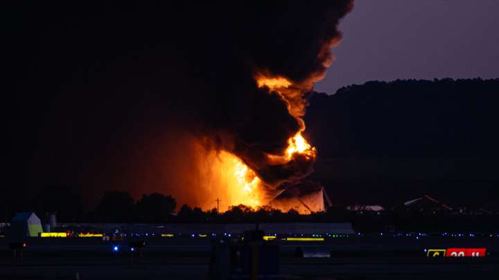 UPS plane crashes on takeoff from Louisville, Kentucky, airport, igniting huge fire on ground