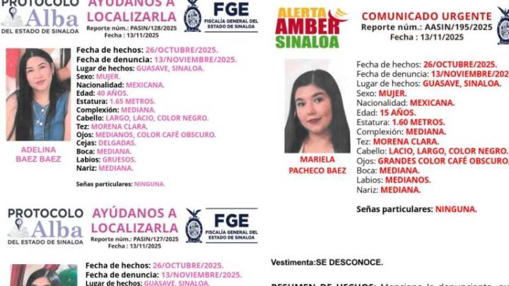 Buscan madre y sus dos hijas desaparecidas desde octubre en Guasave