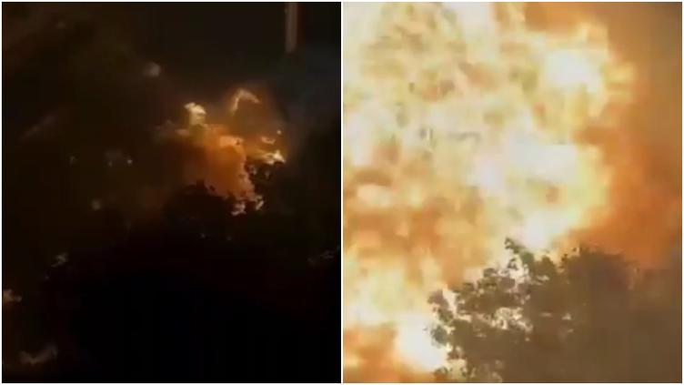 Momento en que auto en llamas estalló en NY 🎦