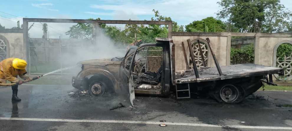 Falla mecánica habría provocado el incendio de un camión 350 en la carretera nacional (+ fotos)