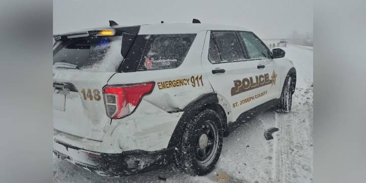 An officer is hit while responding to slide-offs in St. Joseph County