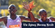 After running 42km, a blink of an eye is all that could separate these two Kenyans in the NY Marathon