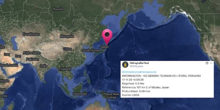 Sismo en Japón de magnitud 5.5: esto es lo que informó la Marina de Guerra del Perú tras evaluar el evento con datos del USGS