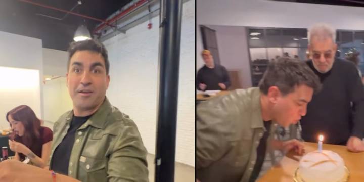El Turco Husaín mostró su festejo de cumpleaños junto a sus compañeros de MasterChef: champagne, torta y buenos deseos