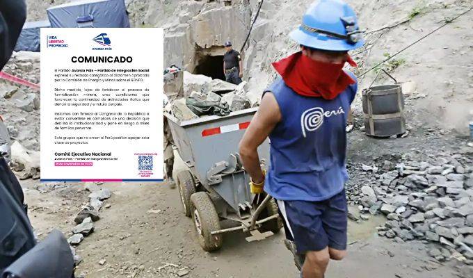 Avanza País rechaza ampliación del Reinfo: "Favorece la continuidad de actividades ilícitas"