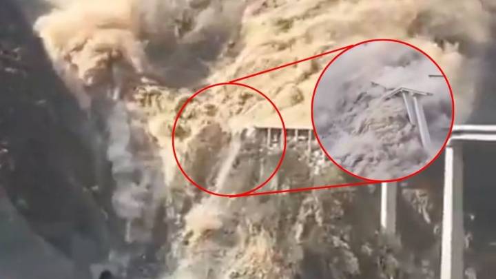 Así cayó un puente de 758 metros en China a meses de haberse inaugurado