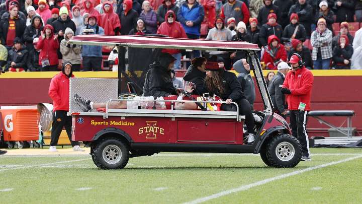 Iowa State's Benjamin Brahmer carted off, hospitalized after scary collapse