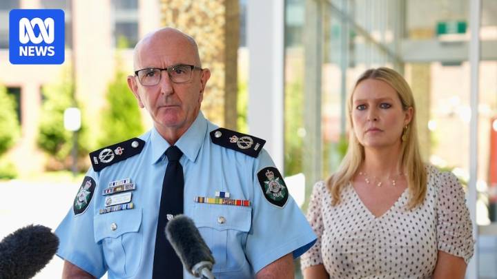 ACT Chief Police Officer Scott Lee and Police Minister Marisa Paterson speak to media
