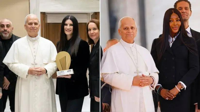 El papa León XIV recibió a Laura Pausini y Naomi Campbell en el Vaticano [FOTOS]